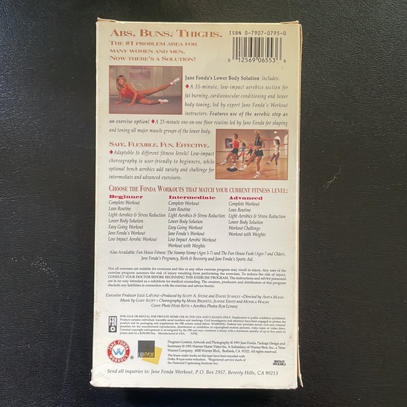Original JANE FONDA’S Lower Body Solution. VHS. Vtg Collectible, original 1991. - Picture 2 of 3
